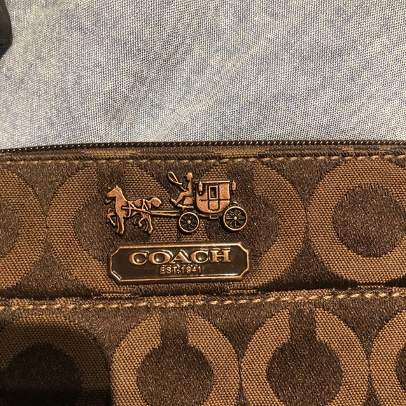 Coach Signature Brown Wristlet - Picture 2 of 9